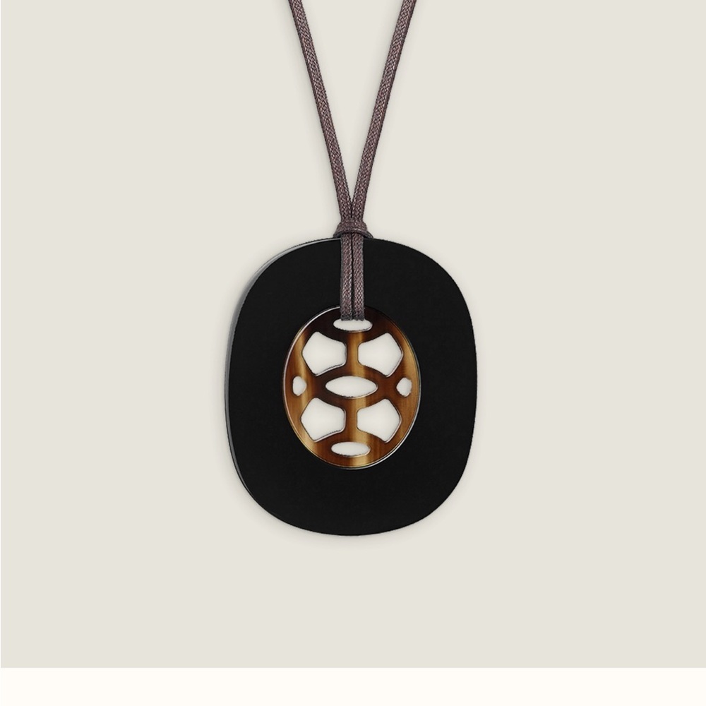 HERMES Necklace Buffalo Horn Brown